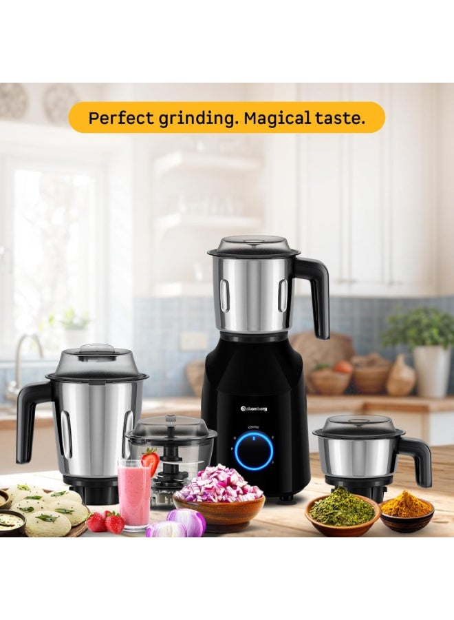 Atomberg Yulia 750 Watt Mixer Grinder | 4 Multipurpose Jars including Chopper Jar | Coarse Mode for Silbatta-like Textures | Powerful Intelligent Motor | Advanced Safety Features | Gloss Black - Image 5
